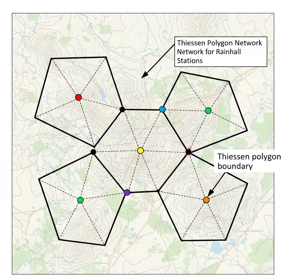 Thiessen polygon method - Method of constructing Thiessen polygon